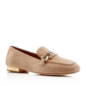 Donald J pliner tan suede leather gold loafer, 6.5